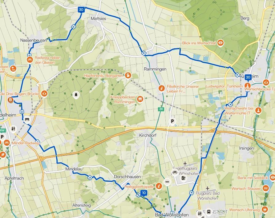 Karte: Zum Gasthaus Bäurle nach Türkheim